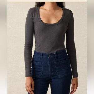 Faherty Pacific Pointelle Scoop Neck Cotton Tee